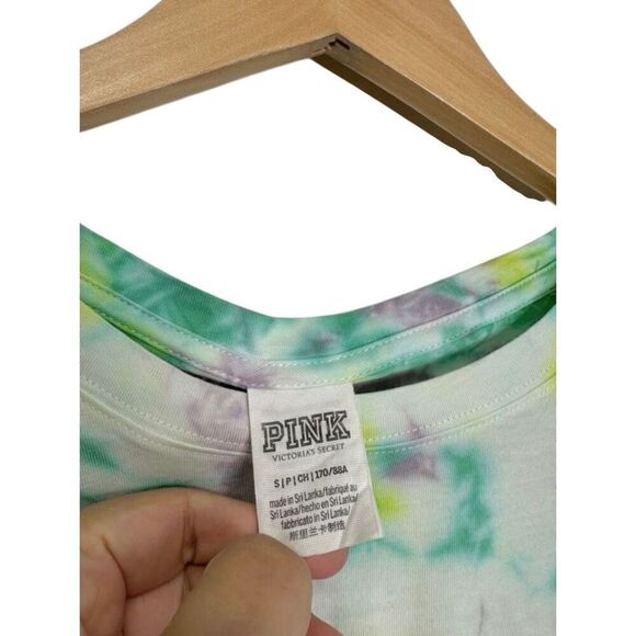 PINK Long Sleeve Shirt Size Small Cropped Crewneck Tie Dye Pullover - Picture 5 of 5